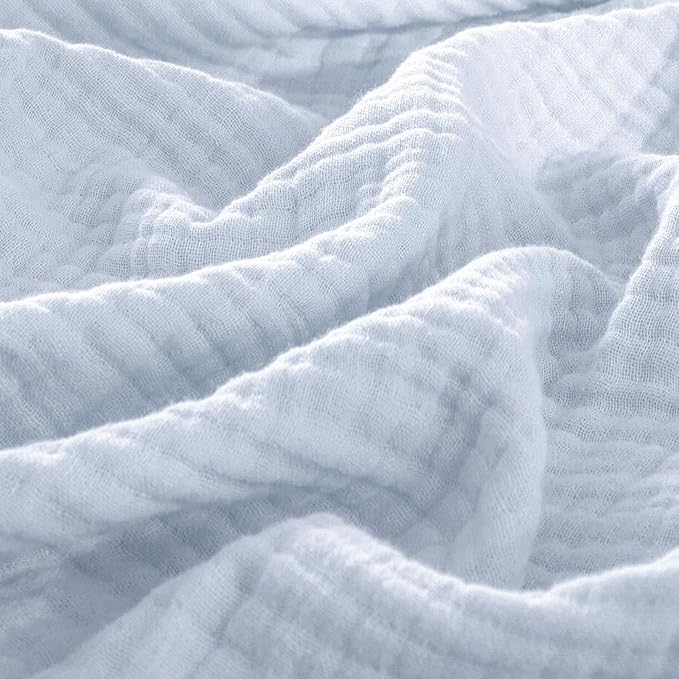 PHF 100% Cotton Muslin Throw XL Blanket Large 50" x 70", 4-Layer Lightweight Gauze Throw, Breathable Cloud-Soft Minimalist Blanket for Bed, Couch, Camping & Baby, Ancient Water, Ideal Gift