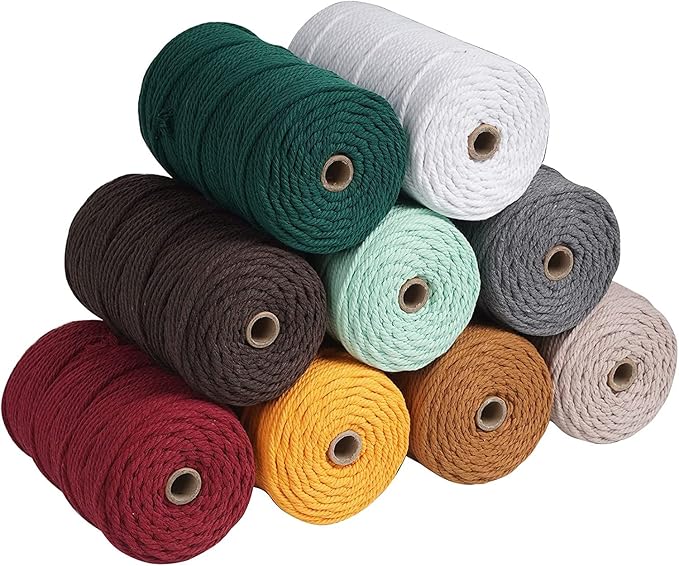 NOANTA Lake Blue Macrame Cord 4mm x 109yards, Colored Macrame Rope, Cotton Cord Macrame Yarn, Colorful Cotton Craft Cord for Wall Hanging, Plant Hangers, Crafts, Knitting