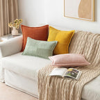 MIULEE Rust Decorative Throw Pillow Covers for Couch Bed Livingroom 18x18 Inch Set of 2 Boho Accent Throw Pllows Broadside Striped Patchwork Soft Corduroy Pillowcases