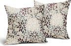 Burgundy Red Dahlia Throw Pillow Covers 18x18 Inch Rustic Rust Geometric Flower Decorative Square Pillow Cases Beige Tan Gray Floral Cushion Covers Farmhouse Home Decor For Sofa Couch Outdoor Set of 2