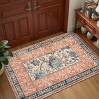 GarveeHome Terracotta Teal 2x6 Washable Kitchen Runner Rugs Non Slip Provence Botanical Grove Vintage Boho Cottage Long Rug for Hallways Bedroom TPE Rubber Backing