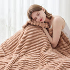 NEWCOSPLAY Super Soft Throw Blanket Taupe Premium Silky Flannel Fleece 3D Ribbed Jacquard Lightweight Bed Blanket All Season Use (Taupe Ribbed, Throw(50"x60"))