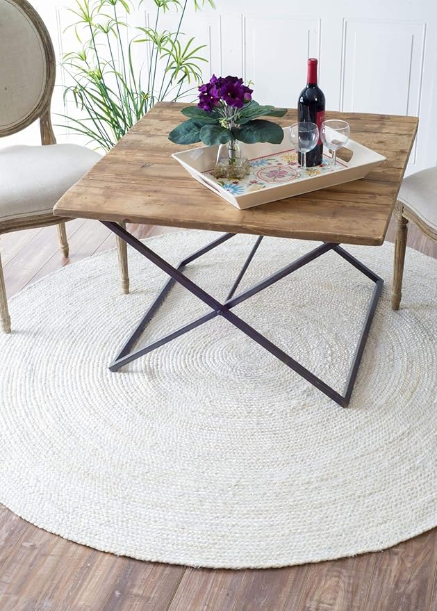 nuLOOM 2x4 Rigo Jute Hand Woven Area Rug, Off White, Solid Farmhouse Design, Natural Fiber, For Bedroom, Living Room, Dining Room, Hallway, Office, Kitchen, Entryway