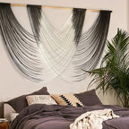 Jakalin Large Macrame Wall Hanging Black Dip Dyed Fiber Wall Art Macrame Wall Decor Boho Home Decor Bedroom Living Room,59" W x 35" L