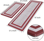 Mattitude Kitchen Mats Set of 2 Cushioned Anti-Fatigue Non-Skid Rug Sets Ergonomic Comfort Standing Mat for Kitchen, Floor, Office, Sink, Laundry,Red