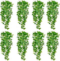 Fake Hanging Plants Vines(8pcs)for Room Decor, Artificial Ivy Greenery Garlands for Home Bedroom Living Aesthetic Kitchen Office Wall Patio Bookshelf,Indoor,Outdoor Farmhouse Decorations(No Basket)