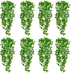 Fake Hanging Plants Vines(8pcs)for Room Decor, Artificial Ivy Greenery Garlands for Home Bedroom Living Aesthetic Kitchen Office Wall Patio Bookshelf,Indoor,Outdoor Farmhouse Decorations(No Basket)