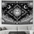 Accnicc Black and White Sun and Moon Tapestry Hippie Boho Celestial Wall Tapestry for Bedroom Aesthetic Vintage Plant Spiritual Small Tapestries Wall Hanging for Dorm Living Room Decor 60 x 44 Inch