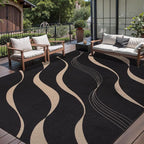 Tangsoo Easy Jute 6x9 Washable Area Rugs for Living Room,Black Non Slip Indoor Outdoor Carpet,Farmhouse Modern Large Throw Mat for Office Balcony Backyard Dining Room Sunroom