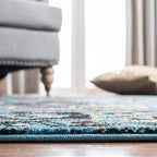 SAFAVIEH Vintage Hamadan Collection Accent Rug - 2'7" x 5', Light Blue & Black, Persian Design, Non-Shedding & Easy to Clean, Ideal for Front Door, Kitchen, Entryway, Foyer (VTH211M)