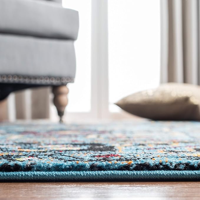 SAFAVIEH Vintage Hamadan Collection Accent Rug - 2'7" x 5', Light Blue & Black, Persian Design, Non-Shedding & Easy to Clean, Ideal for Front Door, Kitchen, Entryway, Foyer (VTH211M)
