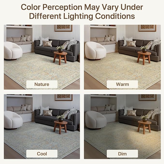 GENIMO 2x3 Indoor Doormat, Washable Non-Slip Vintage Floral Low Pile Door Mat for Entryway Front Door Kitchen Bathroom, Stain Resistant Small Throw Rug Runner (Beige)
