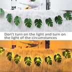 RECUTMS Monstera Leaf String Lights 2 Pack, 20LED Tropical Artificial Rattan Palm Green Leaves Wall Hanging Vine Greenery,Outdoor Indoor Hawaiian Luau Jungle Safari Beach Theme Party Summer Decoration