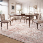 AMOAMI-Area Rug 9X12 Rugs for Living Room-Vintage Soft Pink Rugs for Bedroom-Non Slip Carpet-Washable Rug for Dining Room Living Room Bedroom Office Under Table
