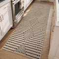 Lahome Maze Lines Easy Jute Runners for Hallways, 2x8 Washable Rug Runner Non Slip Stain Resistant, Farmhouse Low Pile Indoor Outdoor Carpet for Indoor Entryway Laundry Kitchen