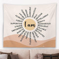 MNOSAIOO Inspirational Boho Sun Wall Tapestry Hanging for Classroom Kids, I Am Brave Important Tapestry, Motivational Mental Health Tapestries Wall Decor for Bedroom Therapy Office Home 60x50 inch
