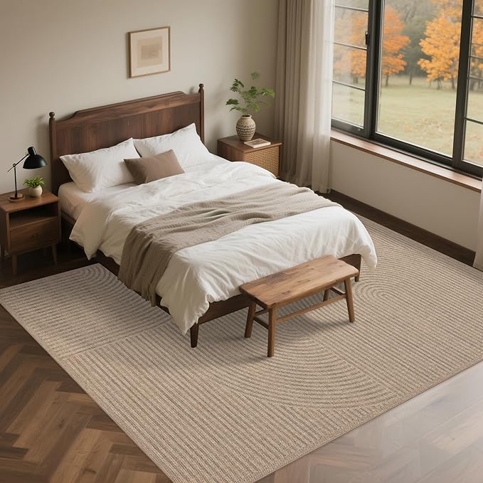 Easy Jute Rug 8x10: Indoor Outdoor Natural Boho Area Rugs for Living Room Patio Washable - Farmhouse Neutral Contemporary Large Carpet for Bedroom Dining Room Backyard Office Non Slip