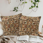 KSLIDS Boho Brown Soft Velvet Throw Pillow Covers Set of 2 Vintage Bohemian Rug Carpet Decorative Pillow Covers 18x18 Inch Antique Ethnic Pillow Case for Sofa Couch Living Room Home Decor