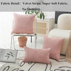 Home Brilliant Pillow Covers 16x16 Couch Pillow Covers Decor Striped Velvet Couch Cushion Covers 2 Pieces Throw Pillow Covers for Bed, 40x40cm, 16 x 16 Inch, Baby Pink