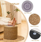 Wimarsbon 18'' Ottoman Pouf, Natural Braided Poof, Rustic Handweave Lounge Pouffe, Boho Footrest Stool for Bedroom, Accent Table for Living Room (18inch Natural Cattail-Boho Style 3)