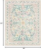 Lahome Sylvie Large Rugs for Living Room, Boho Machine Washable 8x10 Area Rugs Girls Bedroom Decor, Ultra-Thin Soft Distressed Floral Carpets Non Slip for Office Dining Room, Pink/Multi