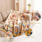 Boho Throw Blanket for Bed -90x90 Inch Spring Blanket 100% Cotton Muslin Cozy Reversible Breathable Throw All-Season for Sofa & Bedroom Quilt Floral Decor Blankets Washable