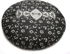 CRAFT KALA Mandala Floor Pillow Cushion Cover Seating Throw Cover Hippie Decorative Bohemian Ottoman Poufs Pom Pom Pillow Cases Boho Indian Cotton Living Room Home Décor 35" Round, Black Silver Flower