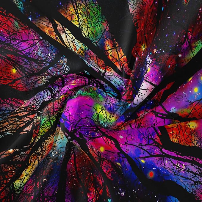 Blacklight Galaxy Forest Silhouette Tapestry for Bedroom Night Sky Ceiling Tapestry for Bedroom Decor Dark Forest Stars Tapestries Glow in the Dark Starry Night Tapestries UV Reactive Dorm Decor 51x59