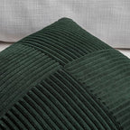 Fancy Homi Set of 2 Dark Green Boho Long Lumbar Body Decorative Throw Pillow Cover 14x36 Inch for Bed Couch Bedroom Bench, Soft Patchwork Corduroy Textured Pillow Case, Rustic Farmhouse Room Decor