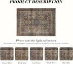 Area Rug 6×9, Large Vintage Boho Rug,Ultra-Soft Low Pile, Washable, Non Slip,Stain Resistant, Printed Carpet for Living Room Bedrooms Playroom Office Kitchen,Oat/Antiquity