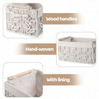 HOSROOME Storage Baskets for Shelves Organizing Gift Basket Empty Woven Baskets for Closet Boho Decor Basket for Bathroom Living Room Bedroom,White