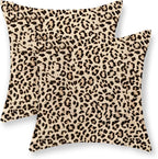 Leopard Pillow Covers 18x18 Inch Set of 2 Beige Brown Cheetah Throw Pillows Skin Animal Print Pillow Cases Modern Decorative Pillows Outdoor Farmhouse Soft Cotton Cushion Case for Couch Sofa