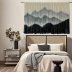 IOWER Macrame Wall Hanging Mountain Dip-Dyed Macrame Wall Decor Large Modern Fiber Art Boho Wall Decor 57" Wx35 L