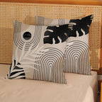 Boho Black Pillow Covers 18x18 Inch Set of 2 Black BeigeTropical Leaf Decor Mid Century Throw Pillows Outdoor Bohemian Modern Decorative Pillowcase Farmhouse Linen Cushion Case for Couch Sofa