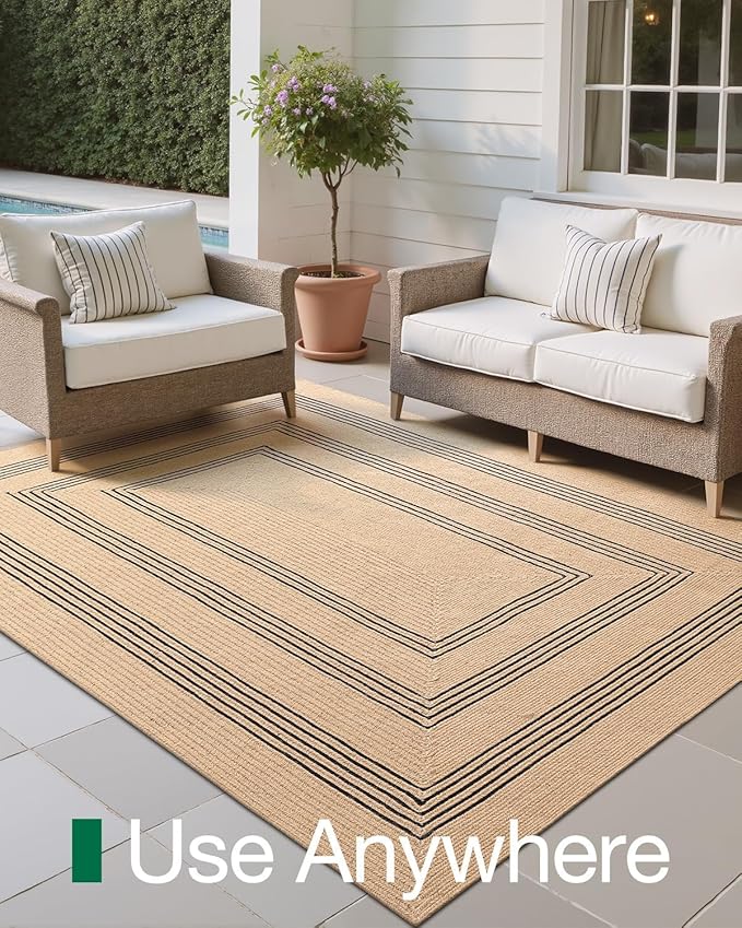 LUMI 6x9 Jute Area Rug for Living Room, Natural Braided Woven Rugs Non Slip, Neutral Carpets No Shedding, Durable for High Traffic, Dining Room, Indoor, Outdoor, Patio