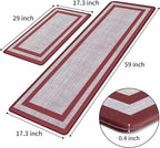 Mattitude Kitchen Mats Set of 2 Cushioned Rugs Anti-Fatigue Mats for Kitchen Floor,Waterproof Non-Slip Mats and Rugs Set for Office,Floor,Laundry 17.3"×29"+17.3"×59",Red