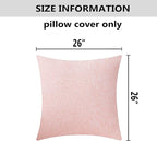 Home Brilliant Pink Throw Pillow Cover 26x26 Lined Linen Large Square Euro Sham for Bed Sofa, Baby Pink, 26 x 26 inches(66cm)