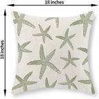 Sage Green Starfish Pillow Covers 18x18 Set of 2 Coastal Throw Pillows Spring Summer Nautical Ocean Theme Beach Decorative Pillow Cases Farmhouse Outdoor Decor Cushion Case for Home Bedroom