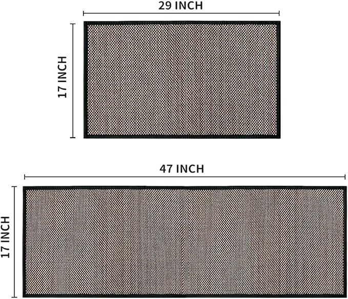 Artoid Mode Washable Non-Skid Kitchen Rugs and Mats Set of 2, Rubber Backing Home Decor Kitchen Mats for Floor Front of Sink Black - 17x29 and 17x47 Inch