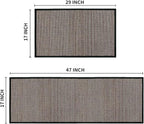 Artoid Mode Washable Non-Skid Kitchen Rugs and Mats Set of 2, Rubber Backing Home Decor Kitchen Mats for Floor Front of Sink Black - 17x29 and 17x47 Inch
