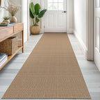 KOZYFLY Runners for Hallways 3x8 ft Washable Kitchen Runner Non Slip Rubber Backed Hall Runners Cotton Entryway Runner Rugs Floor Carpet for Indoor Backdoor Bedroom Kitchen, Tan/Orange/Brown