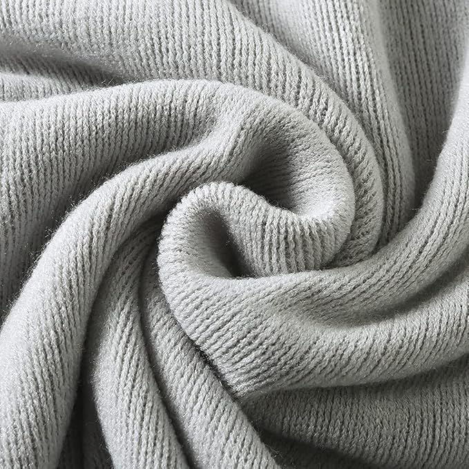 Homiest Decorative Knitted Throw Blanket with Fringe - Lightweight Acrylic Knit Blanket Soft & Cozy Tassel Blanket for Couch Sofa Bed - Light Grey, 60 x 80 Inch