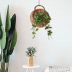 Woven Flower Basket, Pure Handmade Rattan Flower Pots with Handle, Easy Hanging, Wall Storage Woven Baskets, Wall Storage Basket for Garden Outdoor, Medium