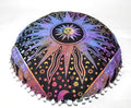 CRAFT KALA 22" Bohemian Floor Pillow Pouf Cover Mandala Boho Large Round Meditation Room Pillow Covers for Adults Seating Poufs Cushion Cover for Kids Playroom Multi Purple Burning Sun