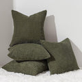 Topfinel 4 Packs OliveGreen Decorative Throw Pillow Covers 18x18 Inch for Living Room Couch Bed Sofa, Boho Western Farmhouse Home Decor, Square Soft Moss Corduroy Fall Cushion Case 45x45 cm