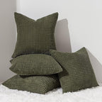 Topfinel 4 Packs OliveGreen Decorative Throw Pillow Covers 20x20 Inch for Living Room Couch Bed Sofa, Boho Western Farmhouse Home Decor, Square Soft Moss Corduroy Fall Cushion Case 50x50 cm