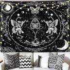 KJHL Skull Tapestry Black and White Skeleton Lovers Tapestries Aesthetic Large Gothic Butterfly Wall Hanging for Bedroom Living Room 59ʺ x 79ʺ