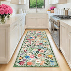 Runner Rug for Entryway: 2x6 Kitchen Rugs Non Slip Washable Ultra-Thin Soft Floral Carpet Indoor Floor Stain Resistant Carpets for Hallway Bedroom Kitchen Laundry Bathroom Dorm Green