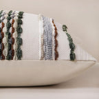 Boho Striped Throw Pillow Covers 18x18 Inch Set of 2 Farmhouse Square Decorative Pillow Covers Chenille Tufted Accent Neutral Pillowcase Green Cushion Cover for Living Room Couch Sofa Bed