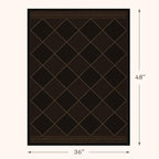 Outdoor Indoor Checkered Entryway Rug 3x4, Washable Durable Non-Slip Low Pile Boho Easy Jute Rug for Porch, Kitchen, Patio & Backyard, Modern Dark Brown Diamond Geometric Pattern Stain Resistant